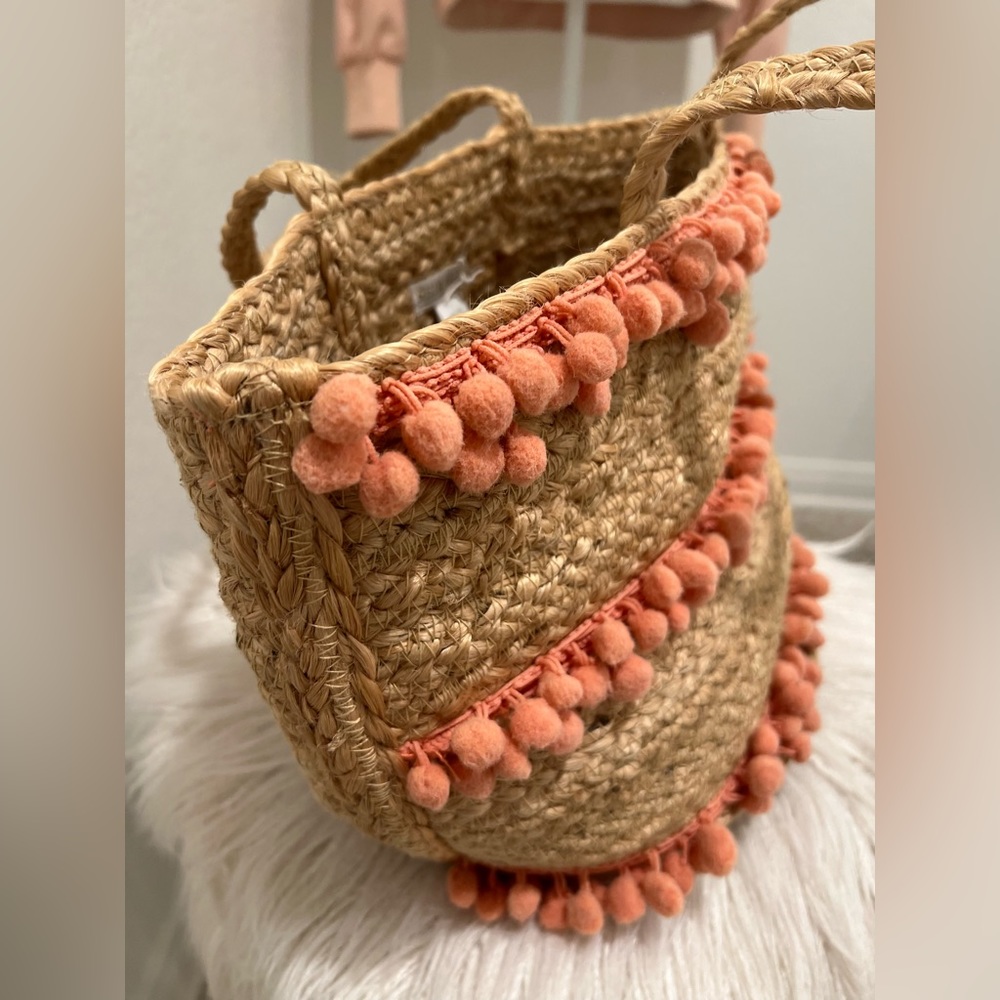 ⚜️💛⚜️Shiraleah Aubrey small pompom Jute Bag Bohemian - Picture 6 of 17
